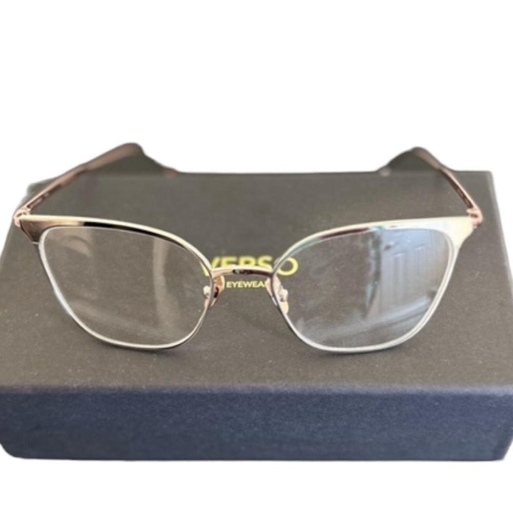 Verso Eyewear Silver Frames w/Rose Gold Accents Made in Italy-New in Box